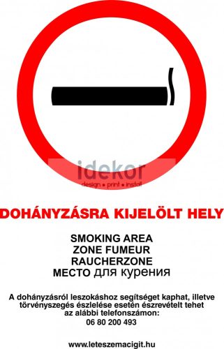 Dohányzásra kijelölt hely 2013-as szabályzat alapján.