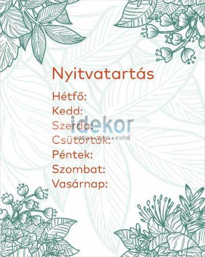 Nyitvatartás 03 - zöld leveles