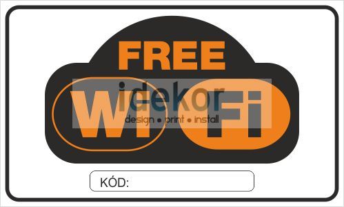 Free WiFi felirat kóddal vagy kód nélkül/matrica/tábla