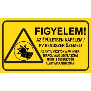 "Napelem / PV rendszer üzemel" felirat