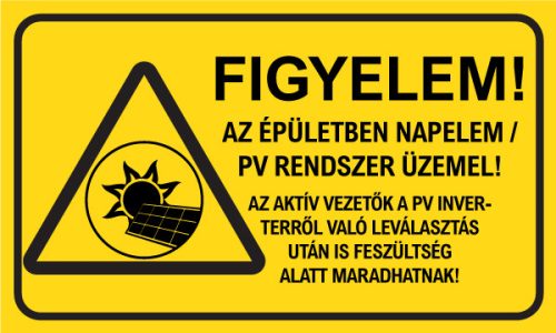 "Napelem / PV rendszer üzemel" felirat