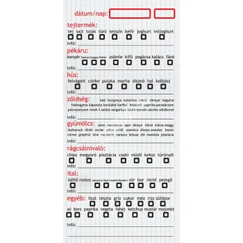 bevásárlólista tömb