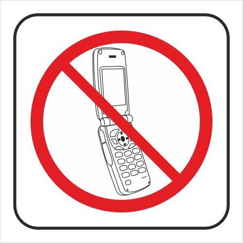 Mobiltelefon használata tilos! - 10 cm x 10 cm - matrica
