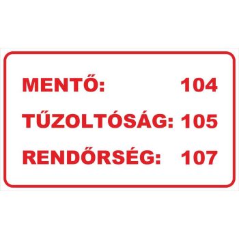   Mentő, tűzoltóság, rendőrség segélyvonalak 1 - 25 cm x 15 cm - matrica