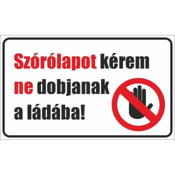   Szórólapot kérem ne dobjanak a ládába! - 25 cm x 15 cm - matrica