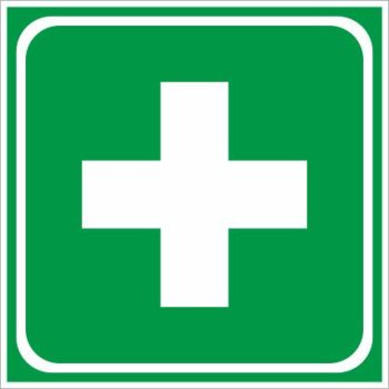   Elsősegélynyújtó hely (utánvilágító) - 15 cm x 15 cm - tábla