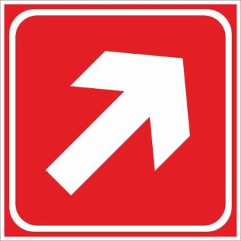   Nyíl oldalra fel (utánvilágító) - 15 cm x 15 cm - műanyag tábla