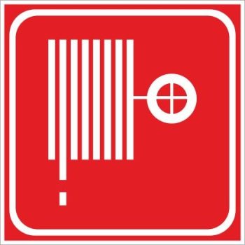   Tűzcsap, tűzivíz tömlő piktogram (utánvilágító) - 15 cm x 15 cm - műanyag tábla