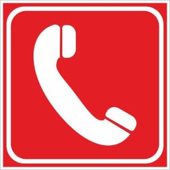   Tűzbejelentő telefon piktogram (utánvilágító) - 15 cm x 15 cm - műanyag tábla