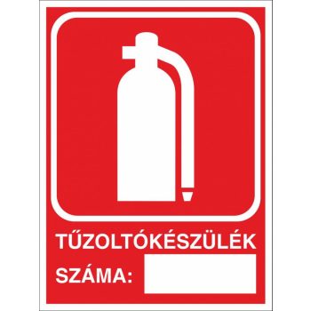   Tűzoltó készülék számmal (utánvilágító) - 15 cm x 20 cm - műanyag tábla