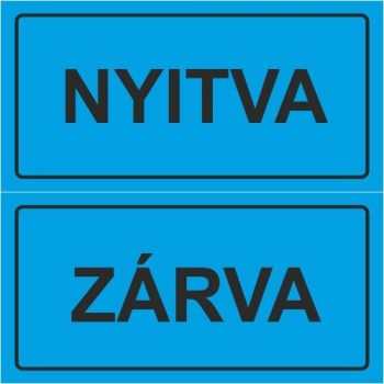 Kék Nyitva-Zárva - 20 cm x 10 cm - tábla + damil