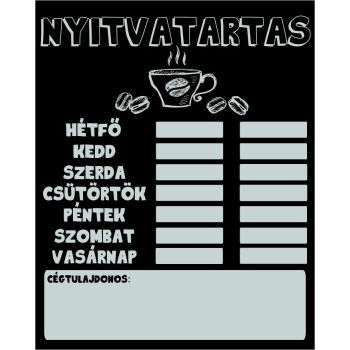 Nyitvatartás 4 - 20 cm x 25 cm - tábla