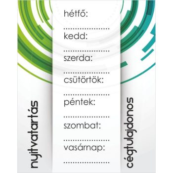 Nyitvatartás 8 - 20 cm x 25 cm - tábla