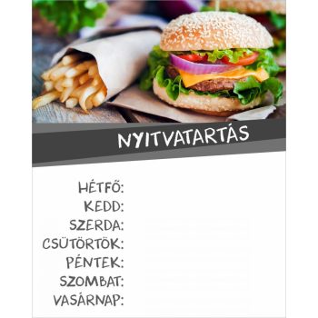 Nyitvatartás 10 - 20 cm x 25 cm - tábla