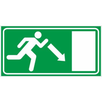   Menekülés jobbra le (utánvilágító) - 25 cm x 12,5 cm - tábla