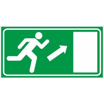   Menekülés jobbra fel (utánvilágító) - 25 cm x 12,5 cm - tábla