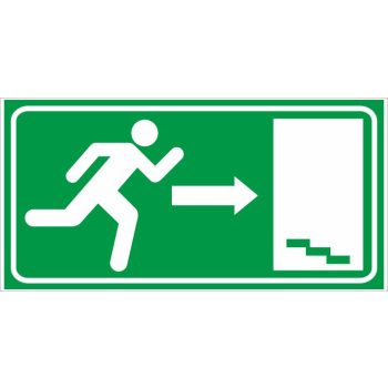   Menekülési lépcső jobbra (utánvilágító) - 25 cm x 12,5 cm - tábla