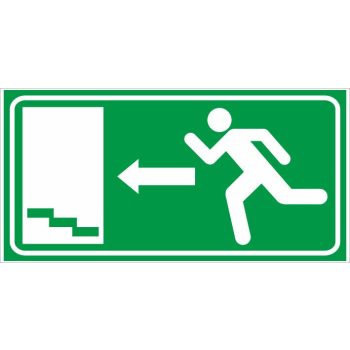   Menekülési lépcső balra (utánvilágító) - 25 cm x 12,5 cm - tábla