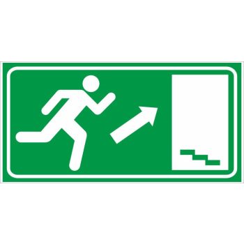   Menekülési lépcső jobbra fel (utánvilágító) - 25 cm x 12,5 cm - tábla