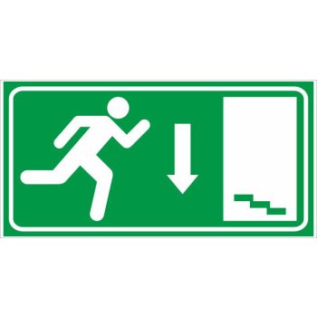   Menekülési lépcső hátra (utánvilágító) - 25 cm x 12,5 cm - tábla