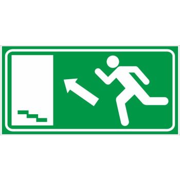   Menekülési lépcső balra fel (utánvilágító) - 25 cm x 12,5 cm - tábla