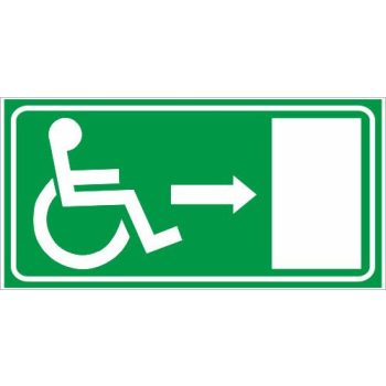  Mozgássérült menekülési útvonal jobbra (utánvilágító) - 25 cm x 12,5 cm - tábla
