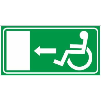   Mozgássérült menekülési útvonal balra (utánvilágító) - 25 cm x 12,5 cm - tábla