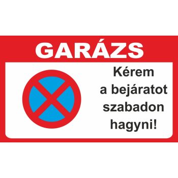 Garázs - 25 cm x 15 cm - tábla