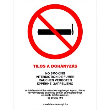 Tilos a dohányzás - 25 x 33 - tábla