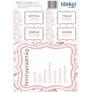 Gazdaságos NYITVA TARTÁS matrica csomag 07