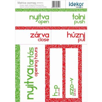 Gazdaságos NYITVA TARTÁS matrica csomag 16