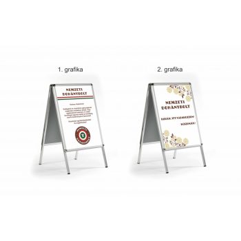 Nemzeti Dohánybolt várakoztató tábla plakáttal