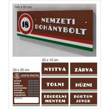 Nemzeti Dohánybolt 200 x 50 cm tábla + matrica alap csomag