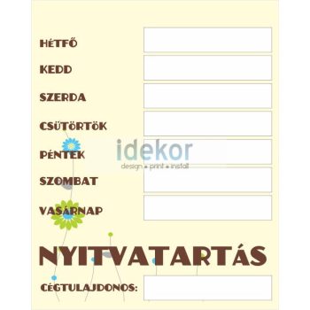 Nemzeti Dohánybolt nyitvatartás (sárga)