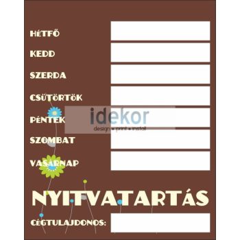 Nemzeti Dohánybolt nyitvatartás (virágos)