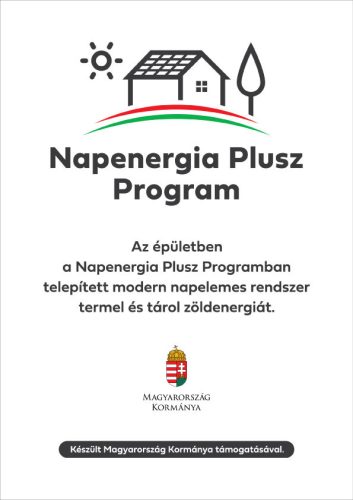 Lakossági napelemes tájékoztató projekt tábla  KTK-RRF Napenergia Plusz Program NPP