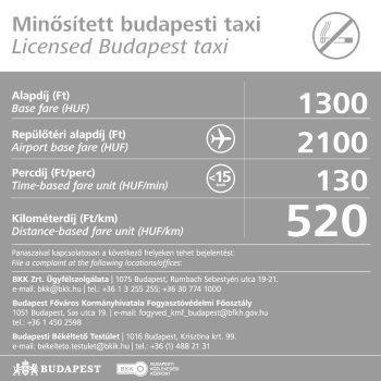   TAXI tarifamatrica átlátszó hátsó ajtó ablakára 20x20 cm