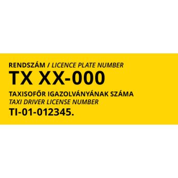 Belső taxi rendszámmatrica csomag - 2025.11.01-től