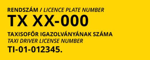 Belső taxi rendszámmatrica csomag - 2025.11.01-től