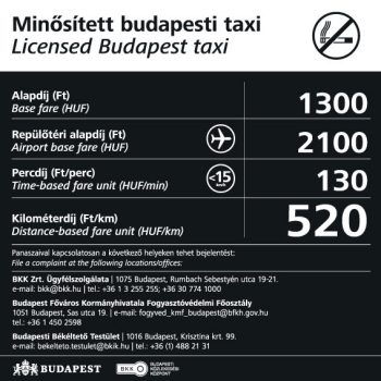 TAXI tarifatábla műszerfalra 20x20 cm
